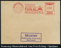 WUPPERTAL-ELBERFELD 1/ Automatische/ Schaltapparate/ FANAL/ Metzenauer & Jung 1936 (29.12.) AFS-Musterabdruck Francotyp  - Chimie