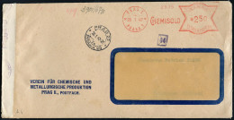 BÖHMEN & MÄHREN 1942 (28.1.) AFS Francotyp.: PRAG 1/PRAHA 1/CHEMISOLO * 250 H. + 2K: PRAG 25/PRAHA 25 + Rs. OKW-Zensur-1 - Chemistry