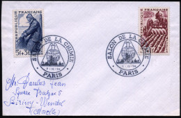 FRANKREICH 1954 (7.12.) SSt: PARIS/ SALON DE LA CHIMIE = Glaskolben, Chemiewerk (vor Globus) 2x Klar Auf Inl.-Brief - CH - Chimica