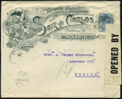 SPANIEN 1918 (5.2.) 25 C. Alfonso, Blau Auf Reklame-Bf: FARMACIA Y LABORATORIO/ SAIZ De CARLOS..MADRID (oben Riß) + US-Z - Chimica