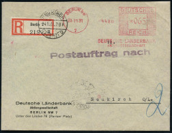 BERLIN NW/ 7/ DEUTSCHE LÄNDERBANK/ AG 1938 (26.8.) AFS 065 Pf. + RZ: Berlin 7/u = Haus-Bank Der I.G.-Farben , Firmen-Bf. - Chemistry