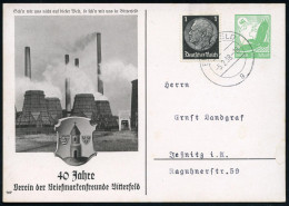 BITTERFELD/ G 1938 (8.3.) 2K-Steg Auf PP 5 Pf. Adler, Grün: 40 Jahre/Verein Der Briefmarkenfreunde Bitterfeld = Chemie-A - Chemistry