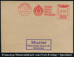 HANNOVER 1/ IG/ LEUNA/ Deutsche/ Gasolin/ AG 1938 (7.12.) AFS-Musterabdruck Francotyp "Reichsadler" (IG-Logo = Betriefss - Chemistry