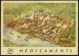 LEVERKUSEN-I.G.WERK/ E 1938 (27.9.) Maschinen-WellenSt. = Hauspostamt! Auf Jubiläums-Color-Reklame-Ak.: "Bayer" 50 ANNEE - Chimie