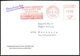 509 LEVERKUSEN-BAYERWERK/ Seit Mehr Als/ 10 Jahren/ ABS-Kunststoff/ Novodur 1965 (4.10.) Jubil.-AFS = Hauspostamt Bayer- - Scheikunde