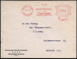 MICHELSTADT/ (ODENWALD)/ Verpackt Durchsichtig/ Mit/ Clarophan/ Conti 1932 (2.2.) AFS Francotyp Klar Auf Firmen-Bf.: Con - Química