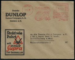 HANAU/ 1/ Stoßfreie/ Fahrt/ DUNLOP/ Supra/ BALLON 1936 (22.5.) AFS Francotyp "Mäanderrechteck" = PKW-Reifen, Verkehrssch - Chemie