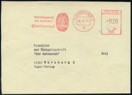 3 HANNOVER 1/ Beruhigend/ Zu Wissen:/ Continental 1963 (6.8.) AFS = PKW-Reifen (links Verkürzter) Fern-Bf. (Dü,26) - GUM - Química