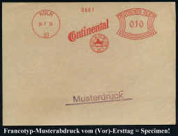 KÖLN/ 10/ Continental/ C.C. & G.P. Co./ H. 1930 (24.7.) AFS-Musterabdruck Francotyp "Bogenrechteck" (Firmenlogo Mit Pfer - Chemistry