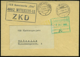 4602 WITTENBERG-LU/ ZKD/ VEB Gummiwerke "Elbe" 1966 (1.12.) Schw. ZKD-Ra.3 + 1K: 4602 WITTENBERG LUTHERSTADT-PIESTERITZ/ - Chimie
