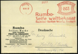 FREITAL/ 1/ Rumbo/ Seife../ Rumbo-Seifen-Werke Freital 1932 (10.10.) AFS Auf Firmen-Kt.: Rumbo Seifen-Werke, GEBR. RUMBE - Chimie