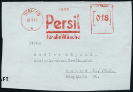 ÖSTERREICH 1947 (25.3.) Total Aptierter AFS Francotyp "Reichsadler": WIEN 40/*/Persil/für Alle Wäsche,  Reichsadler = En - Chimie