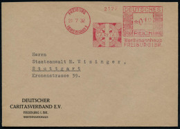 FREIBURG/ (BREISGAU)1/ CARITAS/ Werthmannhaus.. 1932 (21.7.) Seltener AFS Francotyp (strahlendes Kreuz) Auf Vordruck-Bf. - Christianity