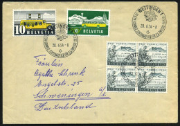 SCHWEIZ 1954 (20.6.) SSt: WETTINGEN/SCHWEIZ. ZENTENARFEIER..ZWYSSIG = Engel (mit Schriftrolle) 3x Klar Auf Ausl.-Bf.  (P - Christianity