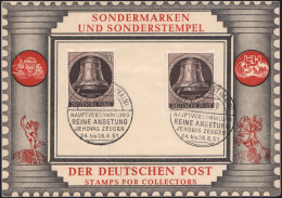 (16) FRANKFURT (MAIN)/ HAUPTVERSAMMLUNG/ REINE ANBETUNG/ JEHOVAS ZEUGEN 1951 (25.8.) SSt 2x Rs. Auf 2x 5 Pf. Berlin Gloc - Christianity