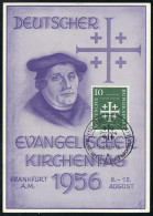 (16) FRANKFURT (MAIN)/ A/ DT.EVANGEL.KIRCHENTAG 1956 (10.8.) SSt = Jerusalemkreuz Auf EF 10 Pf. Evangel. Kirchentag (Mi. - Christianity