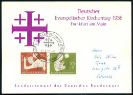 (16) FRANKFURT (MAIN)1/ B/ DEUTSCHER EVANGEL.KIRCHENTAG 1956 (12.8.) SSt = Jerusalem-Kreuz 2x Rs. Auf Motivgl. Sonder-Kt - Christianisme