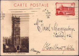 FRANKREICH 1936 (5.6.) 90 C. BiP "La Concierge", Rot: PARIS La Tour Saint-Jacques (got. Turm Der Kirche St. Jacques) Bed - Churches & Cathedrals