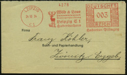 LEIPZIG/ C1/ Wild & Laue/ ..Hubertushaus/ Hubertus Pädagog 1934 (24.10.) AFS = St. Hubertus-Hirsch Mit Strahlenkreuz (im - Christianisme