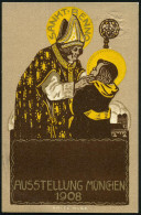 München 1908 (15.6) 5 Pf. PP Wappen, Grün: SANKT BENNO, AUSSTELLUNG MÜNCHEN = St. Benno Von Meißen Mit Münchner Kindl, F - Christianity