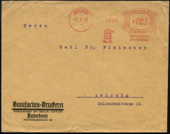 PADERBORN/ BONIFACIUS/ DRUCKEREI 1933 (2.3.) AFS Francotyp = (Bibel)-Druckerpresse , Firmen-Bf.: Bonifacius-Druckerei GM - Christianisme