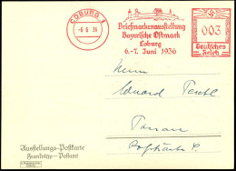 COBURG 1/ Briefmarkenausst./ Bayer.Ostmark/ 6.-7.Juni 1936 (6.6.) Seltener Ereignis-AFS Francotyp = Veste Coburg = Luthe - Christianisme