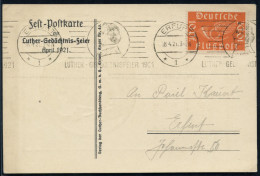 ERFURT/ *1*/ LUTHER-GEDÄCHTNISFEIER 1921 (18.4.) Band-MWSt = Luther (Brustbild) Dekorative S/w.-Künstler-Jubil.-Sonderka - Christianisme