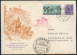 GOTHA 1/ X 1954 (5.6.) 2K-Steg + SSt.: EISENACH 2/TREFFEN/DEUTSCHER PHILATELISTEN Als AS , Motivgl. PU 6 Pf. "Fünfjahrpl - Cristianismo