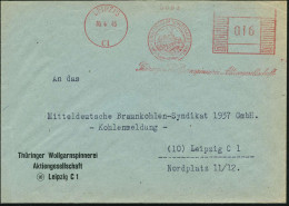 LEIPZIG/ C 1/ ..Thüringer Wollgarnspinnerei AG. 1946 (19.11.) Seltener, Aptierter AFS "Mäanderrechteck" = Inschrift "Deu - Christentum