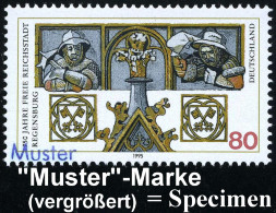 Regensburg 1995 (Apr.) 80 Pf. "750 Jahre Freie Reichsstadt" + Amtl. Handstempel  "M U S T E R" , Postfr. + Amtl. Ankündi - Sonstige & Ohne Zuordnung