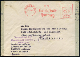 HAMBURG-ALTONA 1/ Hansestadt/ Hamburg 1946 (19.9.) Aptierter AFS Francotyp "Reichsadler" = Entfernt! = Notmaßnahme! , Vi - Autres & Non Classés