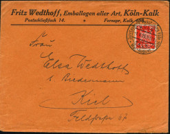 KÖLN-/ A/ KALK/ Jahrtausend-Ausstellung Köln.. 1925 (1.6.) Seltener HWSt Auf Firmen-Bf.: Fritz Wedthoff.. Köln-Kalk (uns - Sonstige & Ohne Zuordnung