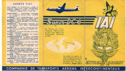 COMPAGNIE AERIENNE T.A.I. EXTREME ORIENT  SUPER DC6  AVIATION DEPLIANT - Publicités