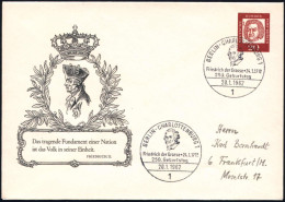 1 BERLIN-CHARLOTTENBG.1/ Friedr.d.Grosse*21.1.1712.. 1962 (20.1.) SSt Auf Passender PU 20 Pf. Bach: Friedrich Der Große  - Andere & Zonder Classificatie