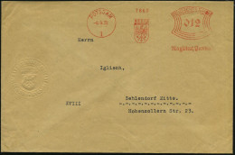 POTSDAM/ 1/ Magistrat Potsdam 1932 (8.9.) AFS Francotyp = Stadtwappen (Adler) + Motivgl. Wappen-Blindpräge-siegel!, Deko - Autres & Non Classés