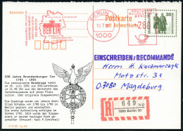 D.D.R./  BERLIN 1991 (15.7.) 30 Pf. Frage-P VGO "Goethe/Schiller" Oliv + Zudruck: 200 Jahre Brandenbg. Tor.. Rückkehr De - Other & Unclassified