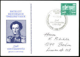 3270 BURG/ Carl/ Von Clausewitz/ 1780-1831.. 1980 (1.6.) SSt Auf Passender PP 10 Pf. Neptunbrunnen, Grün: Carl Von Claus - Napoléon