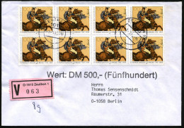 B.R.D. 1993 (1.3.) 100 Pf. "250. Geburtstag Fürst Blücher", Reine MeF: 8er-Block 2x Sauber Gest. + Seltener Rosa VGO-VZ: - Napoleon