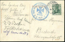 SPICHERN/ (LOTHR)/ ** 1910 (16.8.) 1K-Segm. + Blauer HdN: Gruss Von Den Spicherer Schlachtfeldern.. (Eisernes Kreuz) , K - Autres & Non Classés