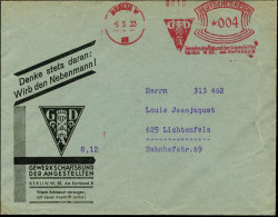 BERLIN W/ 35/ GDA/ Gewerkschaftsbund Der Angestellten.. 1933 (6.5.) Später Gewerkschafts-AFS Francotyp = Monogr. Mit Lik - Autres & Non Classés