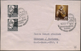 CHEMNITZ 1/ BRIEFMARKEN/ SCHAU/ IM KARL-MARX-GEDENKJAHR 1953 (16.3.) SSt = Marx-Kopf Auf 20 Pf. Karl Marx (Mi.348 U.a.)  - Autres & Non Classés