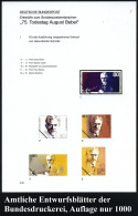B.R.D. 1988 (Juni) 80 Pf. "75. Todestag August Bebel", 15 Verschied. Color-Alternativ-Entwürfe Der Bundesdruckerei Auf 3 - Other & Unclassified