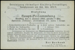 Berlin-Schöneberg 1905 (28.12.) 1K-Gitter: SCHÖNEBERG/bei Berlin 1/d Auf Amtl. Orts-P 2 Pf. Germania + Zudruck: Vereinig - Altri & Non Classificati