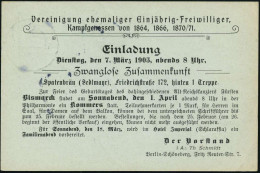 Berlin-Schöneberg 1905 (18.2.) Amtl. Orts-P 2 Pf. Germania + Zudruck: Vereinigung Ehem. Kampfgenossen V.1864, 1866, 1870 - Autres & Non Classés