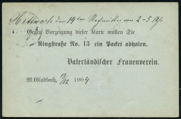 M.GLADBACH/ *1h 1904 (13.12.) 1K-Gitter Auf Orts-P 2 Pf. Germania, Rs. Zudruck: Vaterländischer Frauenverein, Ortskt. An - Andere & Zonder Classificatie