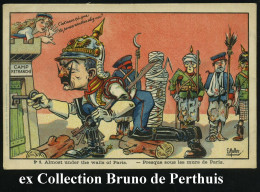 FRANKREICH 1914 Color-Litho-Propaganda-Künstler-Ak. No.9: Vor Den Mauern Von Paris, Wilhelm II. Mit Schlüsselbund.. Deut - Other & Unclassified