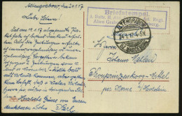 ALTENGRABOW/ (BZ.MAGDEBURG) 1917 (24.1.) 1K-Gitter + Viol. Ra.3: ..3. Battr. II. Abt. Ers. Fu.(ss) Art. Regt./ Altengrab - WO1