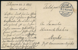 CELLE 3/ (LAGER) 1916 (26.3.) 1K-Brücke = Hauspostamt Truppenübungsplatz Klar Auf Feldpost-Ak. (Schloß) N. Arpke - I. WE - WW1 (I Guerra Mundial)