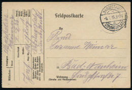 DARMSTADT-/ A/ ÜBUNGSPLATZ 1915 (6.7.) 1K-Brücke + Hs. Abs. "Jnf. Regt. Nr.168.. Übungsplatz Darmstadt" , Klar Gest. Fel - WW1