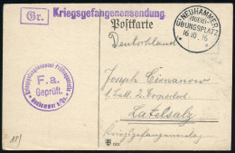 NEUHAMMER/ (QUEIS)/ ÜBUNGSPLATZ/ ** 1916 (16.10.) 1K Mit 2 Sternen = Hauspostamt Truppenübungsplatz + 1L: Kriegsgefangen - 1. Weltkrieg